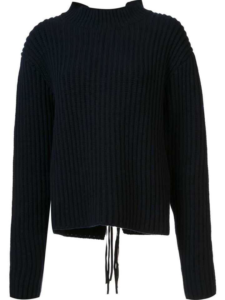 Magda Butrym 'sudbury Back Tie' Pullover, Women's, Size: 36, Black, Leather/cashmere/wool