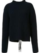 Magda Butrym 'sudbury Back Tie' Pullover, Women's, Size: 36, Black, Leather/cashmere/wool