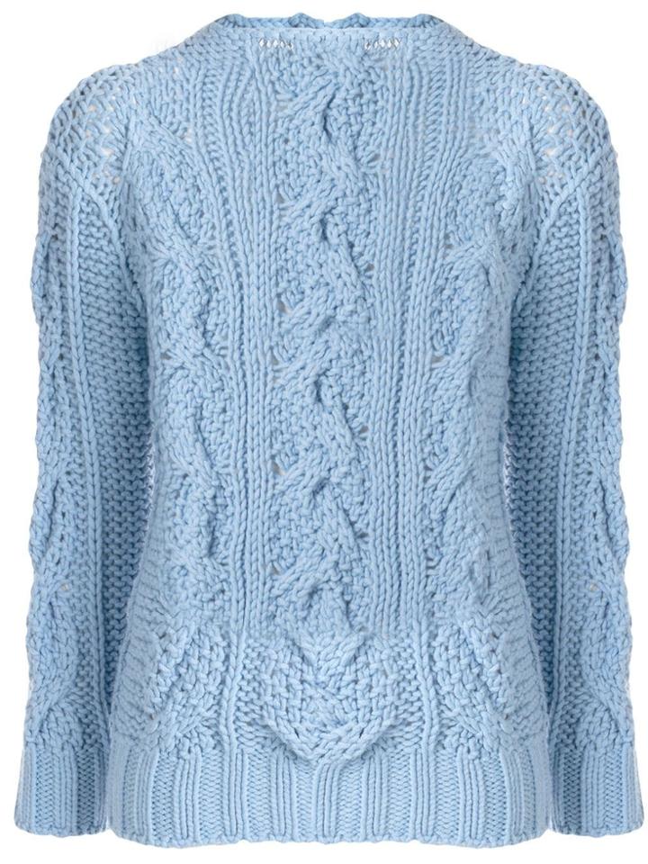 Ermanno Scervino Ls Chuck Knit P/ Over High Collar W/ Crystal Deco