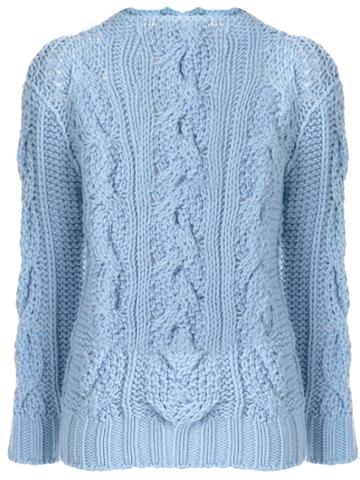 Ermanno Scervino Ls Chuck Knit P/ Over High Collar W/ Crystal Deco