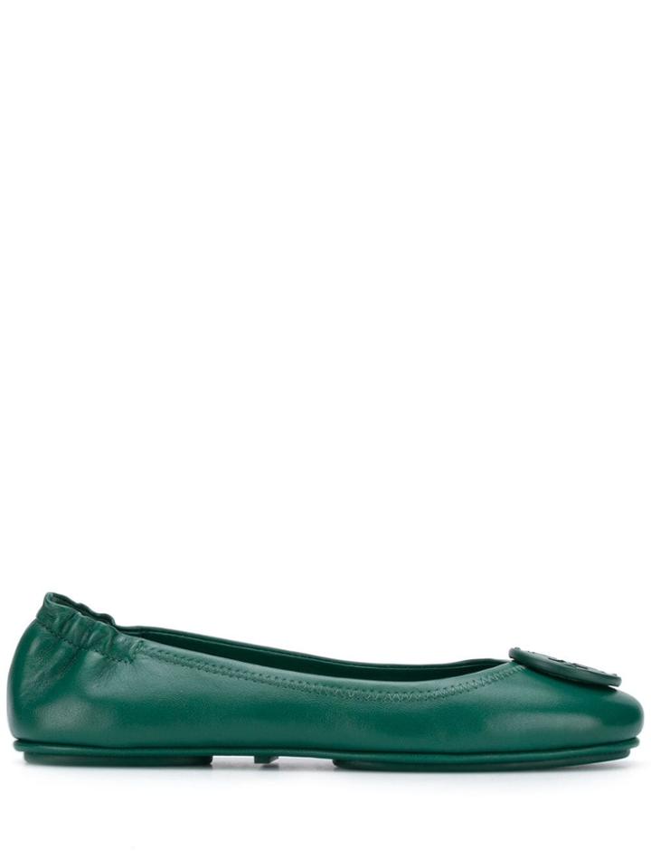 Tory Burch Tonal Logo Ballerina Shoes - Green
