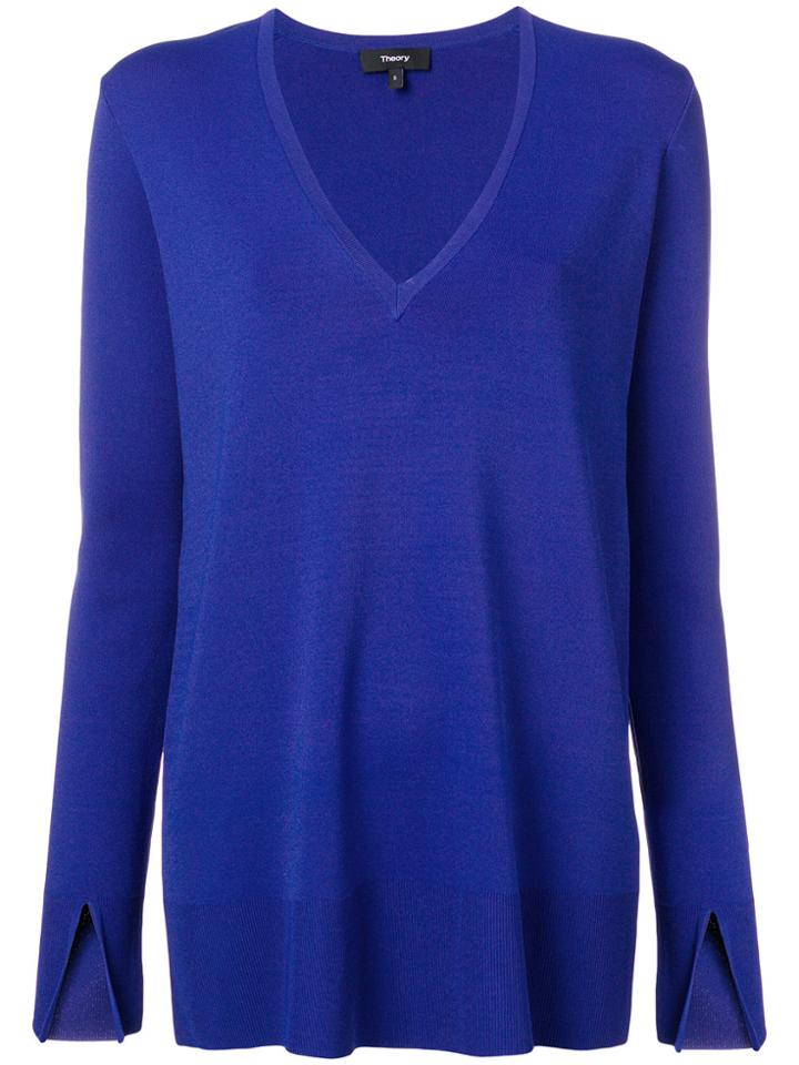 Theory Classic V-neck Sweater - Blue