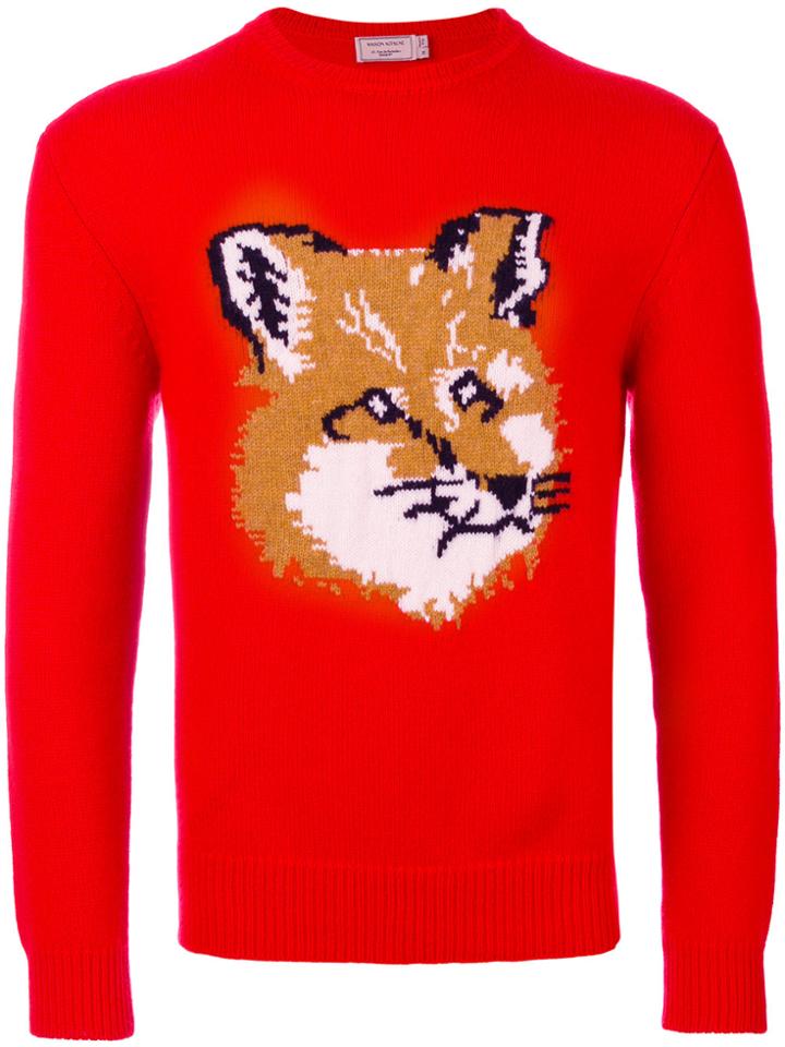 Maison Kitsuné Fox Motif Jumper - Red