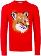 Maison Kitsuné Fox Motif Jumper - Red