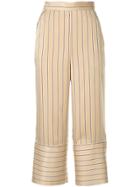 Dalood Cropped Stripe Trousers - Brown