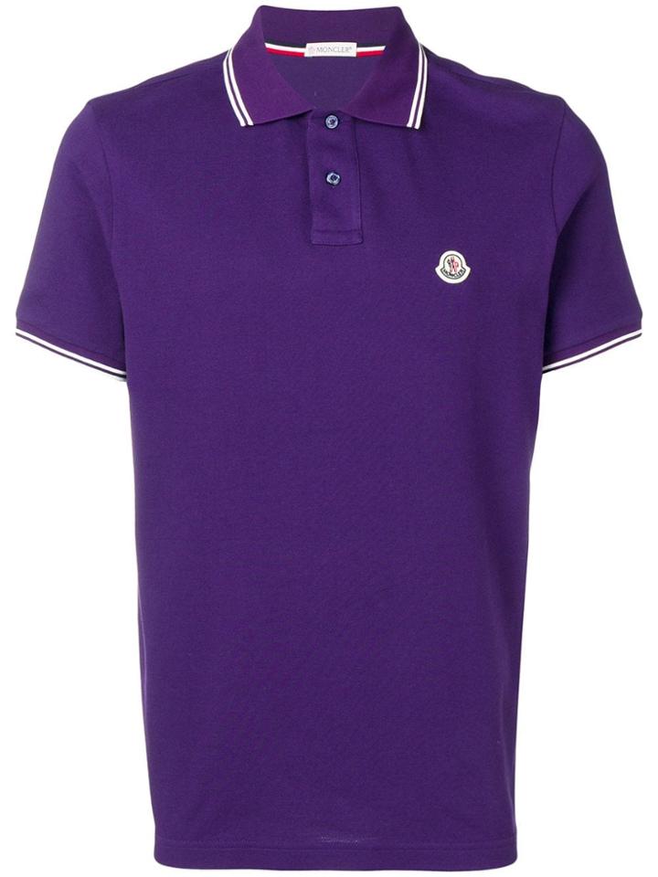 Moncler Striped Trim Polo Shirt - Purple