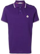 Moncler Striped Trim Polo Shirt - Purple