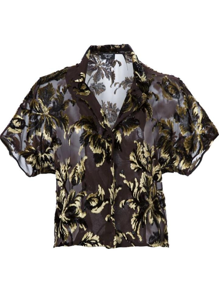 Creatures Of The Wind Floral Applications Sheer Blouse