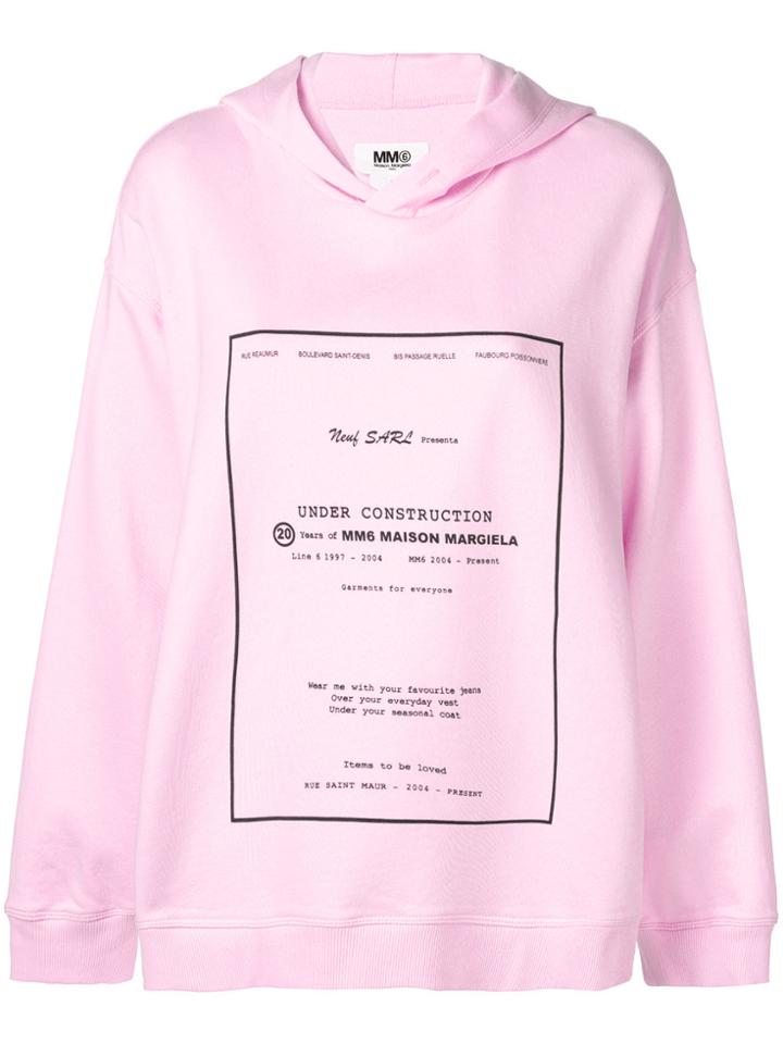 Mm6 Maison Margiela Under Construction Print Hoodie - Pink & Purple