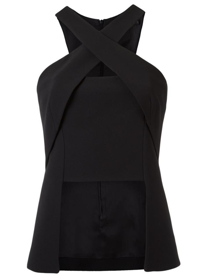 Giuliana Romanno Crisscross Top, Women's, Size: 36, Black, Polyester/acetate