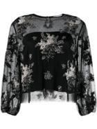 Red Valentino Floral Lace Blouse - Black