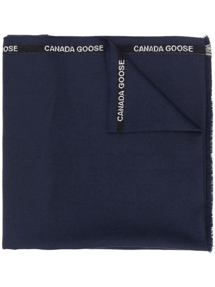 Canada Goose Side Logo Detail Scarf - Blue