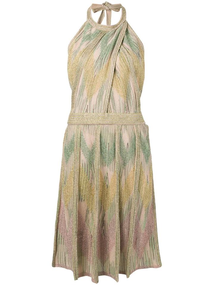M Missoni Short Halterneck Dress - Neutrals