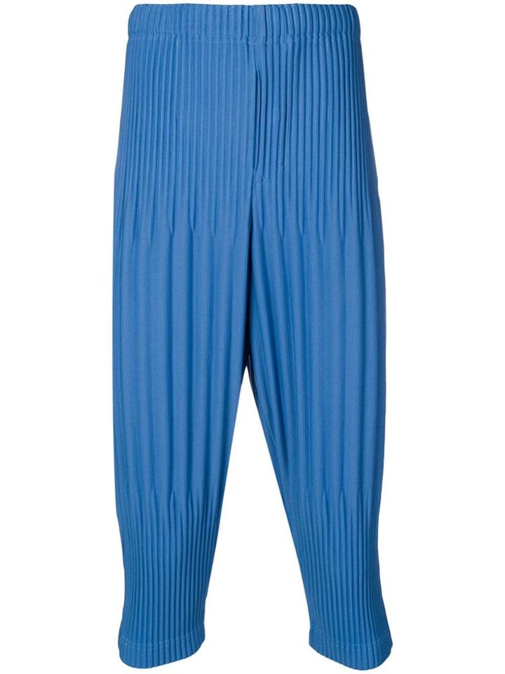 Homme Plissé Issey Miyake Pleated Tapered Trousers - Blue