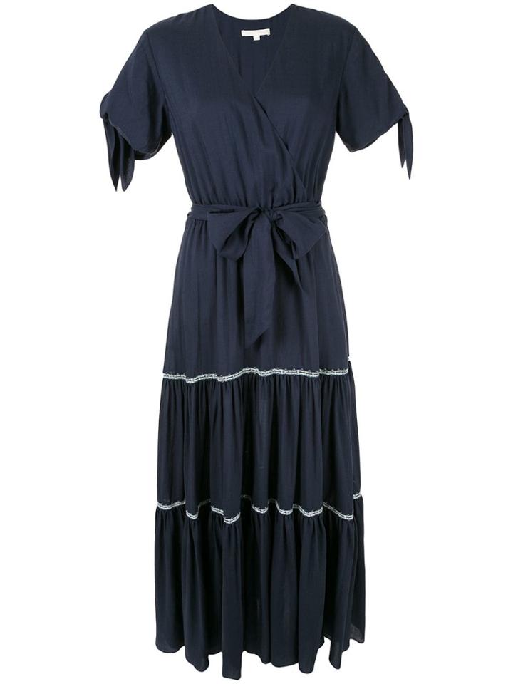 Jonathan Simkhai Tiered Wrap Maxi Dress - Blue