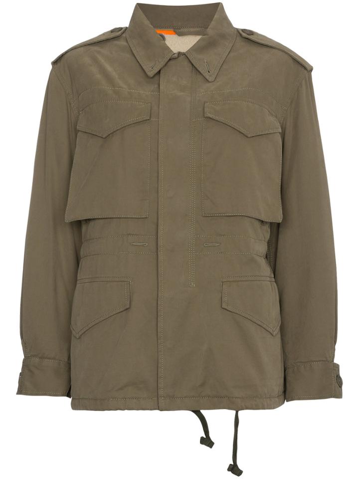 Gucci Logo Print Military Jacket - Green