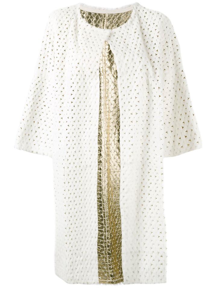 Perforated Coat - Women - Lamb Skin/rabbit Fur - 40, White, Lamb Skin/rabbit Fur, Yves Salomon