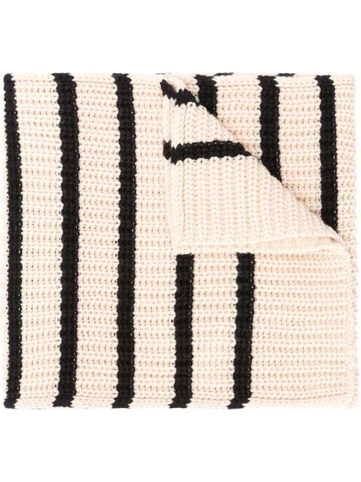 Essentiel Antwerp Ribbed-knit Striped Scarf - Neutrals