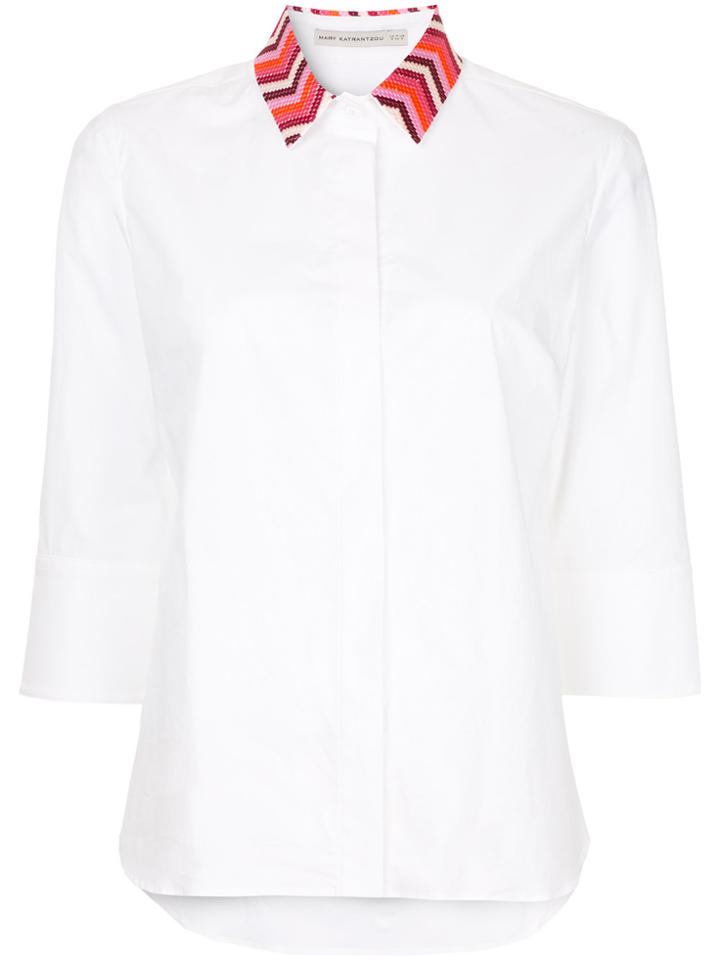 Mary Katrantzou Colour Embroidered Collar Shirt - White