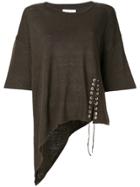 Iro Asymmetric Lace-up T-shirt - Green