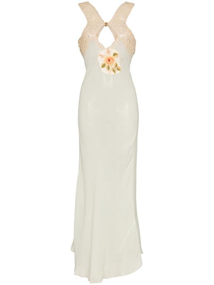 One Vintage Lace-embellished Slip Dress - Neutrals