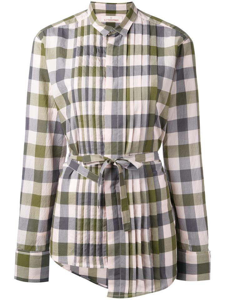 A.f.vandevorst Asymmetric Checked Shirt - Green