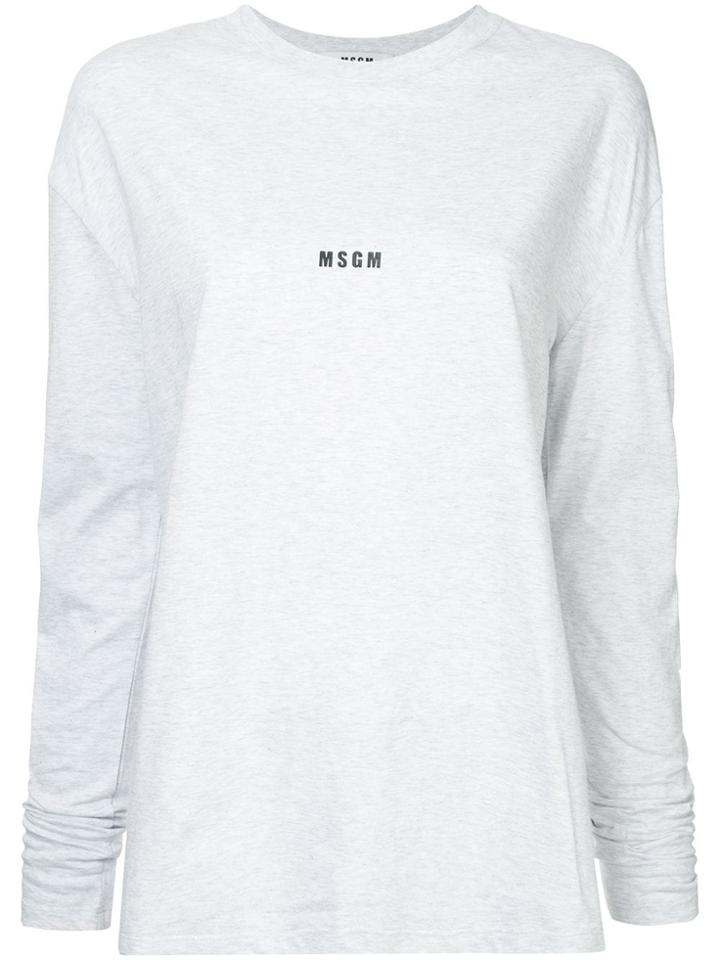 Msgm Logo Print Top - Grey