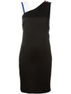Msgm Asymmetric Contrast Strap Dress, Women's, Size: 42, Black, Acetate/viscose/polyester