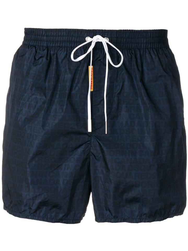 Dsquared2 All Over Logo Swim Shorts - Blue