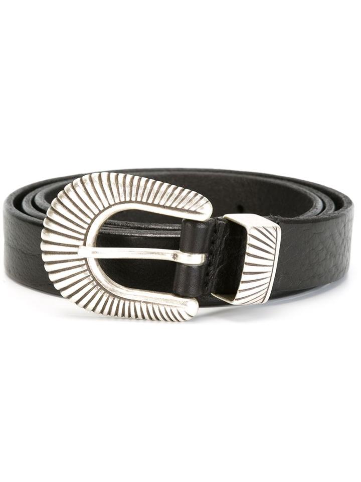 Eleventy Western Belt, Men's, Size: 85, Black, Leather/metal Other
