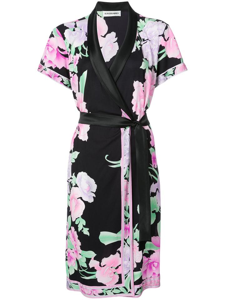 Leonard - Floral Wrap Dress - Women - Silk - 38, Black, Silk