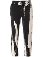 Mm6 Maison Margiela Tie Dye Cropped Jeans, Women's, Size: 42, Black, Cotton/spandex/elastane