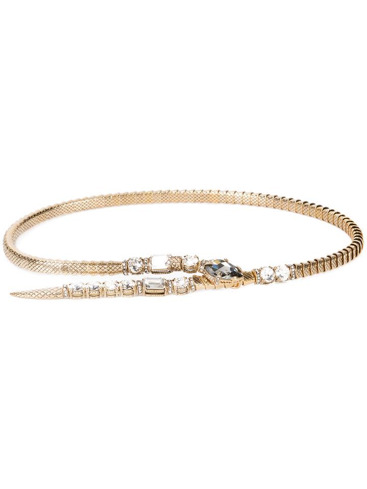 Roberto Cavalli - Serpent Belt - Women - Crystal/metal - L, Grey, Crystal/metal