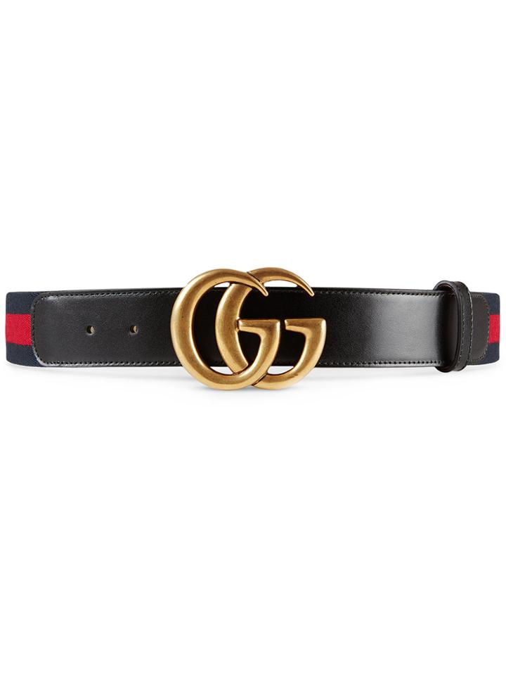 Gucci Nylon Web Belt With Double G Buckle - Blue