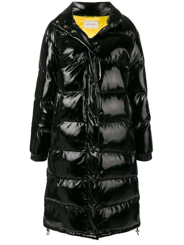 Alberta Ferretti Oversized Embroidered Logo Puffer Jacket - Black