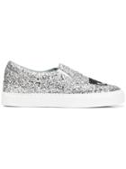 Chiara Ferragni Glitter Slip-on Sneakers - Silver