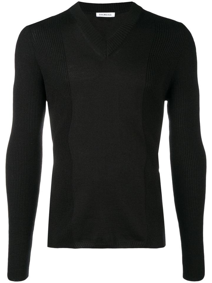 Dirk Bikkembergs Panelled Rib V-neck Sweater - Black