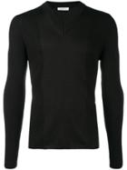 Dirk Bikkembergs Panelled Rib V-neck Sweater - Black