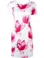 Armani Jeans Floral Print Fitted Dress, Women's, Size: 40, White, Cotton/polyester/spandex/elastane
