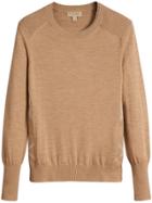 Burberry Check Detail Merino Wool Sweater - Brown