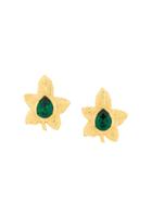 Yves Saint Laurent Vintage Leaf Shape Clip-on Earrings - Green