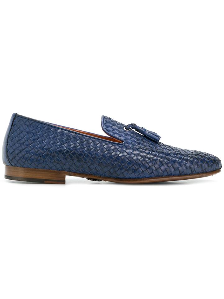 Andrea Ventura Weave Tassel Loafers - Blue