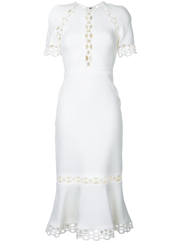 David Koma - Chain Cutout Dress - Women - Cotton/polyester/spandex/elastane/viscose - 8, White, Cotton/polyester/spandex/elastane/viscose
