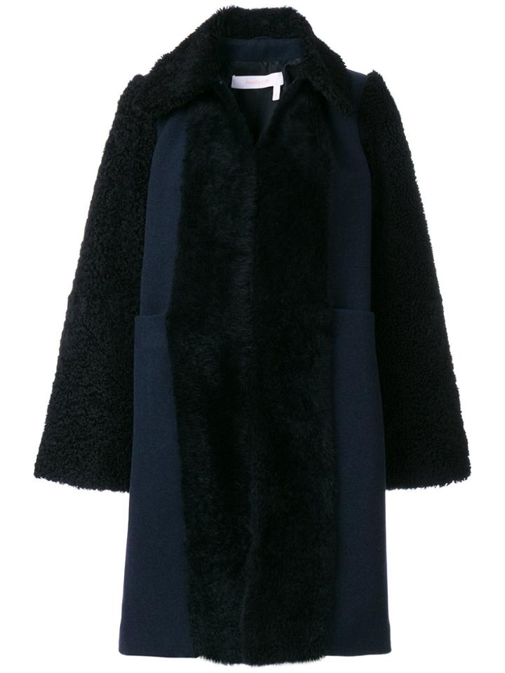 See By Chloé Panelled Coat - Blue