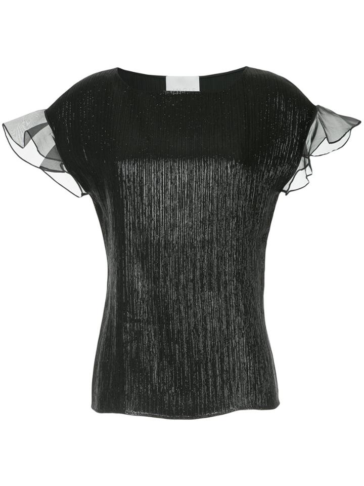 Ingie Paris Shimmery Ruffle Blouse - Black