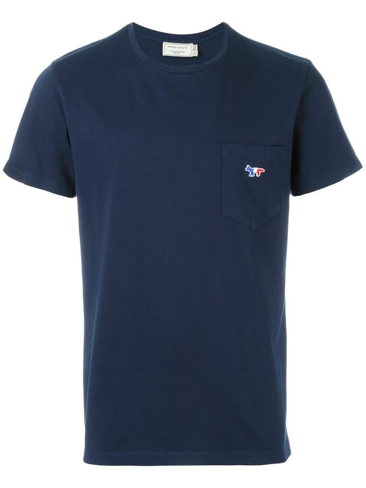 Maison Kitsuné Embroidered Logo T-shirt, Men's, Size: Small, Blue, Cotton