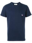 Maison Kitsuné Embroidered Logo T-shirt, Men's, Size: Small, Blue, Cotton