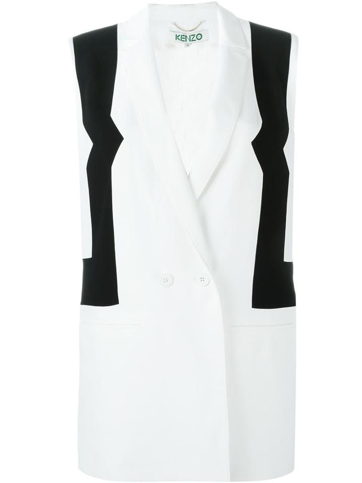 Kenzo Double Breasted Waistcoat, Women's, Size: 40, White, Cotton/polyester/acetate/viscose