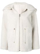 Yves Salomon Reversible Hooded Shearling Jacket - White