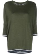 Derek Lam Crewneck Dolman Cashmere Sweater With Printed Silk Back -